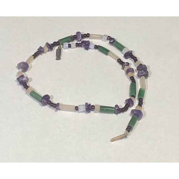 Vintage Multi Gemstone Beaded Necklace 925 Clasp 19 inches Fine - Picture 9 of 10